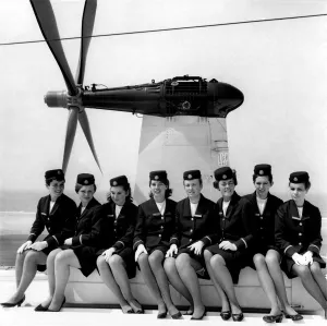 Air Stewardesses on Cross Channel Hovercraft. July 1968 P004616 Air Stewardesses on Cross Channel Hovercraft. July 1968 P004616