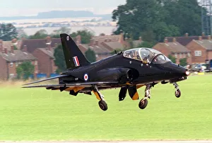 Aircraft BAe Hawk T1 of the RAF takes off at the Wroughton Airshow, August 1993 Aircraft BAe Hawk T1 of the RAF takes off at the Wroughton Airshow, August 1993