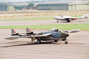 Aircraft de Havilland Vampire August 1993, taking off at the Wroughton Airshow Aircraft de Havilland Vampire August 1993, taking off at the Wroughton Airshow