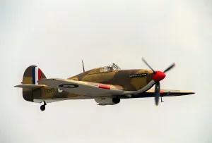 Aircraft Hawker Hurricane August 1993 flying at the Wroughton Airshow Aircraft Hawker Hurricane August 1993 flying at the Wroughton Airshow