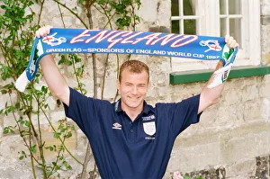 Alan Shearer holding an England scarf. 29th April 1997 Alan Shearer holding an England scarf. 29th April 1997
