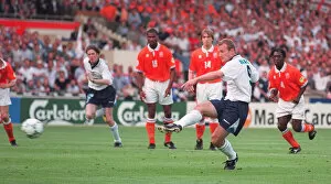 Images Dated 18th June 1996: Alan Shearer scores Englands first goal during the England v Holland Euro 96 match
