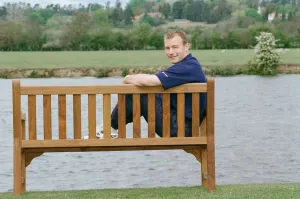 Alan Shearer sitting on a park bench. 29th April 1997 Alan Shearer sitting on a park bench. 29th April 1997