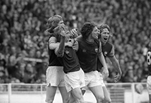 Alan Taylor after scoring for West Ham in FA cup final 1975 against Fulham