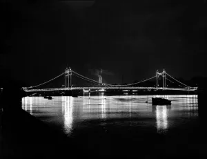 The Albert bridge illuminated at night in London 1951 bridge bridges engineering The Albert bridge illuminated at night in London 1951 bridge bridges engineering
