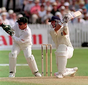Alec Stewart is caught by Ian Healy off Shane Warne 1997 during fifth test against Alec Stewart is caught by Ian Healy off Shane Warne 1997 during fifth test against