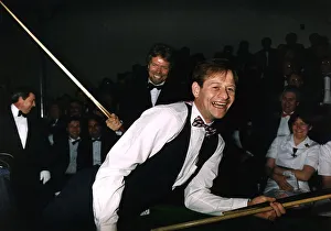 Alex Higgins snooker player alias Hurricane Higgins gets a playful spanking from Richard Alex Higgins snooker player alias Hurricane Higgins gets a playful spanking from Richard