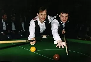 Images Dated 27th March 1990: Alex Higgins snooker player alias Hurricane Higgins with Jimmy White