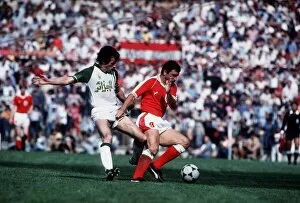 Algeria v Austria World Cup 1982 football Ali Fergani and Hans Krankl (red)