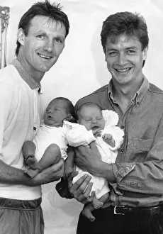 Allan Evans with his son Ashley and Stuart Gray with son Jack Anderson who were born Allan Evans with his son Ashley and Stuart Gray with son Jack Anderson who were born