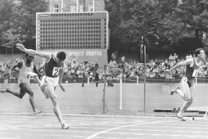 Allan Wells athlete runner sprinter winning race Allan Wells athlete runner sprinter winning race