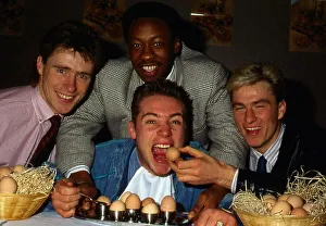 Ally McCoist is fed eggs by team-mates March 1988 Ally McCoist is fed eggs by team-mates March 1988