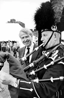 Images Dated 23rd July 1980: Alnwick Piper Jimmy Jones talks with Mr. Peter Walker after piping him in to open a