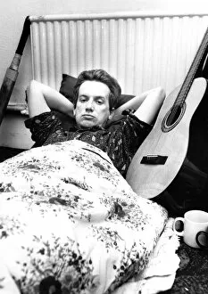 Images Dated 10th April 1989: Alternative comedian Frank Skinner confined to his bedroom floor in his Harborne home