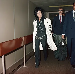 American pop star Prince at Heathrow Airport. Ahead of his concerts in the UK for his American pop star Prince at Heathrow Airport. Ahead of his concerts in the UK for his