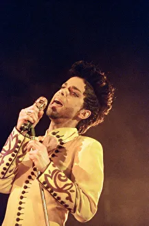 American pop star Prince performing on stage at Earls Court American pop star Prince performing on stage at Earls Court