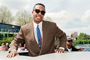 Images Dated 9th May 1991: American rapper MC Hammer visiting Stockwell Park Comprehensive school in south London