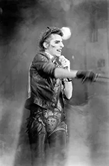 Images Dated 17th February 1982: American rock singer Alice Cooper performing in concert at the Hammersmith Odeon during