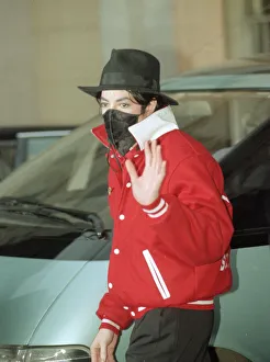 American singer Micael jackson wearing a face mask en route to the Brit Awards ceremony American singer Micael jackson wearing a face mask en route to the Brit Awards ceremony