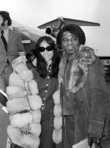 American soul singer James Brown arrives at london Airport March 1973 American soul singer James Brown arrives at london Airport March 1973