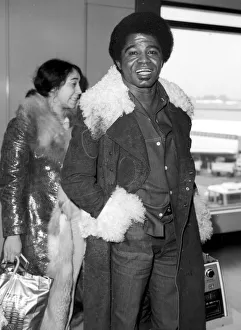 American soul singer James Brown arrives at London's Heathrow Airport before playing American soul singer James Brown arrives at London's Heathrow Airport before playing