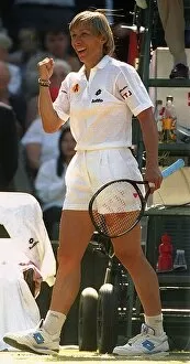 Images Dated 30th June 1993: American tennis player Martina Navratilovacelebrates as she progresses to the next round