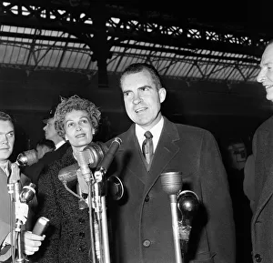 00489 Gallery: American Vice President Richard Nixon with his wife at Victoria Station in London 1958