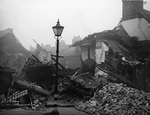 Amid the devastation in Cave Street, Beverley Road, Hull a gas lamp remained Amid the devastation in Cave Street, Beverley Road, Hull a gas lamp remained