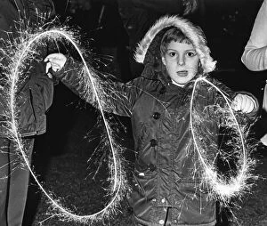 Images Dated 5th November 1979: Andrew Backhouse aged 7 of Acklam seen here enjoying sparklers on bonfire night in
