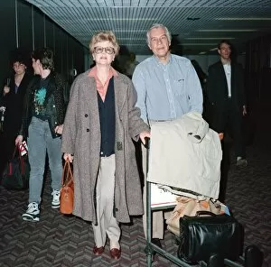 Images Dated 13th March 1990: Angela Lansbury and husband Peter Shaw at London Airport. 13th March 1990
