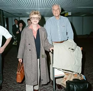 Images Dated 13th March 1990: Angela Lansbury and husband Peter Shaw at London Airport. 13th March 1990