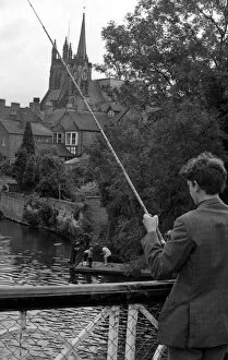 Images Dated 1st September 1970: Angling. Young boy fishing in the River Leam at Leamington. 1st September 1970