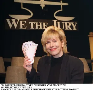 Anne MacKenzie TV Presenter on set of We the Jury a discussion programme produced by Anne MacKenzie TV Presenter on set of We the Jury a discussion programme produced by