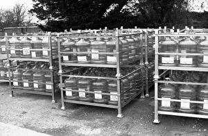 Images Dated 6th March 1989: Aqua Trading Company 6th March 1989. Demijohns waiting to be filled for transport to