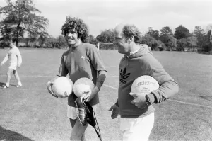 Argentinian football player Alberto Tarantini of Birmingham City pictured with Blues boss Argentinian football player Alberto Tarantini of Birmingham City pictured with Blues boss