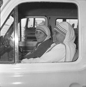 Arrival of Mother Teresa from Mexico to Heathrow. She is in the UK to visit her British