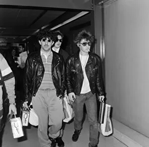 Images Dated 7th December 1984: Arrival of pop group Frankie Goes to Hollywood at London Airport from Los Angeles
