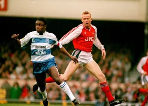 Arsenal footballer Perry Groves and QPR's Paul Parker in an FA Cup match in January Arsenal footballer Perry Groves and QPR's Paul Parker in an FA Cup match in January