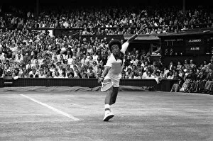 Images Dated 5th July 1975: Arthur Ashe playing against Jimmy Connors in the Wimbledon Gentlemens Singles final