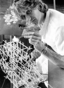 Artistic glass blower Raymond Storey at work on a royal Coronation coach in July 1985 Artistic glass blower Raymond Storey at work on a royal Coronation coach in July 1985