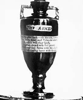 The Ashes trophy, competed for by England and Australia. 19th August 1953 The Ashes trophy, competed for by England and Australia. 19th August 1953