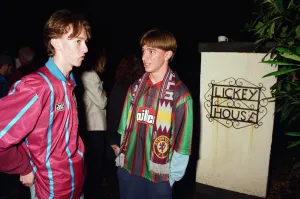 00714 Gallery: Aston Villa fans outside the home of Ron Atkinson in Barnt Green