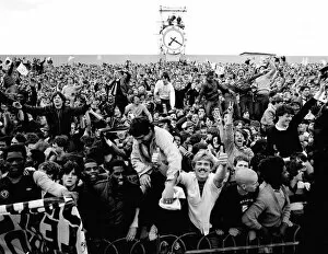 Aston Villa wins League Champions Cup - May 1981 Crowds celebrate in stands