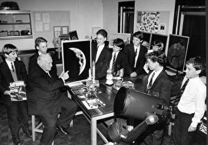 Images Dated 18th November 1993: Astronomer Patrick Moore at Torquay Boys Grammar School. 18th November 1993
