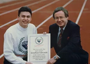 Images Dated 24th January 1992: Athlete Jonathan Edwards Jonathan Edwards is awarded the 1992 Northern