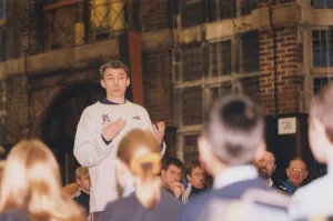 Athlete Jonathan Edwards Jonathan Edwards at Heaton Manor School in Athlete Jonathan Edwards Jonathan Edwards at Heaton Manor School in