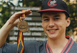 Images Dated 19th August 1993: Athlete Jonathan Edwards A smiling Jonathan Edwards shows his off World