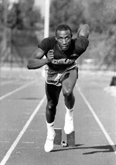 Athlete - Linford Christie training. June 1986 P008096 Athlete - Linford Christie training. June 1986 P008096