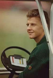 Images Dated 15th October 1990: Athlete Steve Cram Steve Cram pictured relaxing in a golf buggy 15 October