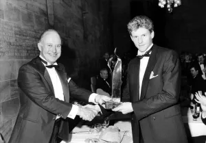 Images Dated 25th March 1986: Athlete Steve Cram Steve Cram receives his Newcastle Sports Personality of